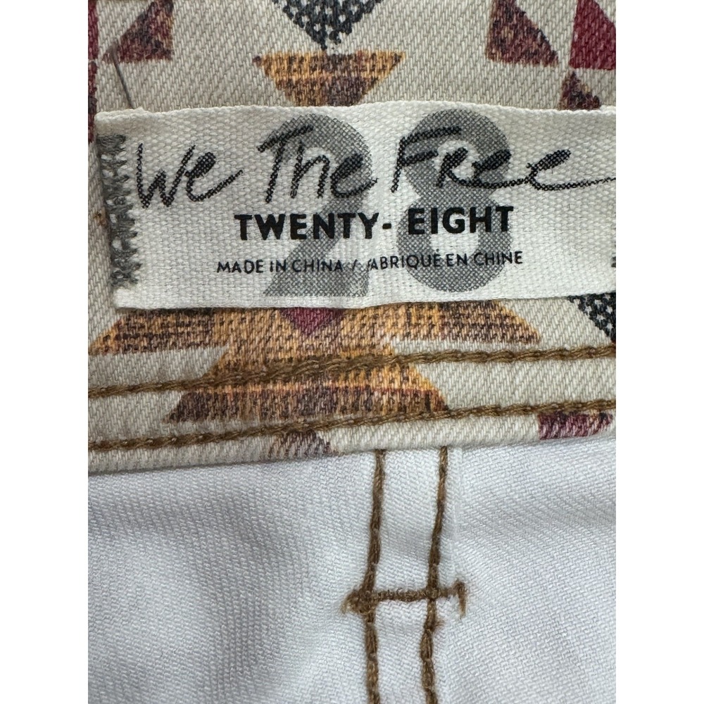 Free People We The Wild Child Printed Skinny Jeans Ivory Size 28 #OB1100417 NWT - Picture 7 of 16